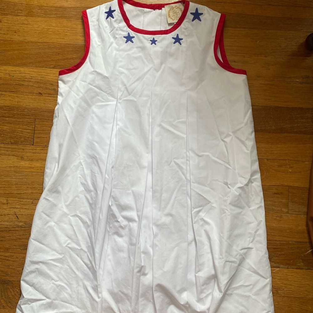 The Beaufort Bonnet Company white shift dress with star embroidery size 12